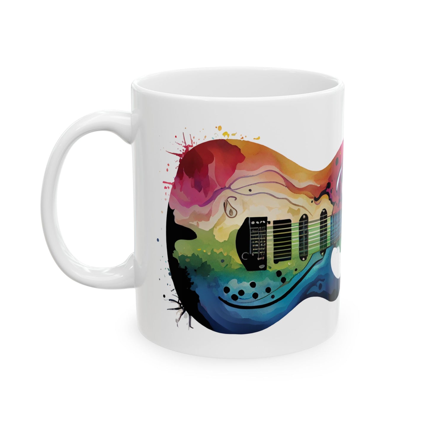 Colorful Guitar Cityscape Ceramic Mug - Perfect for Music Lovers