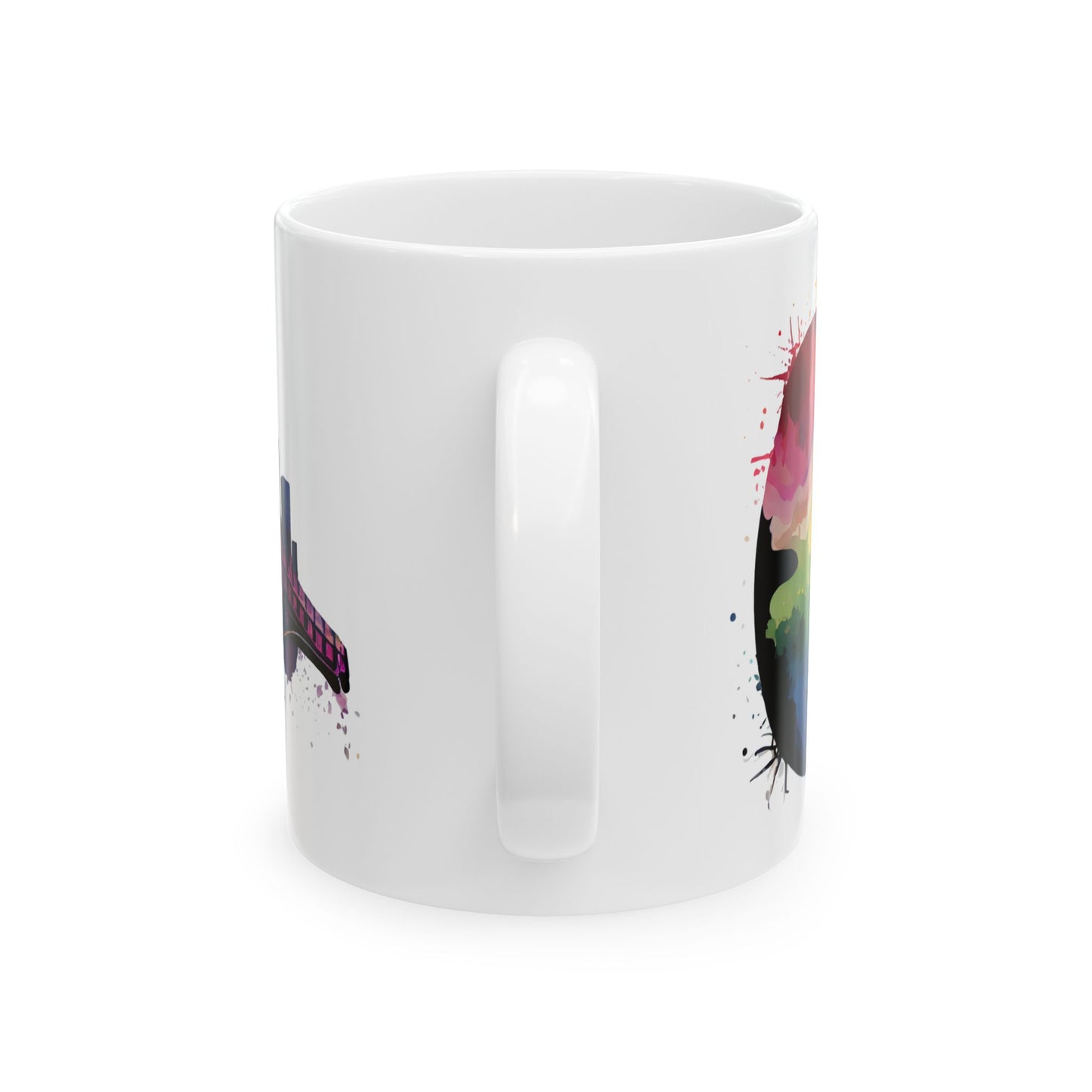 Colorful Guitar Cityscape Ceramic Mug - Perfect for Music Lovers