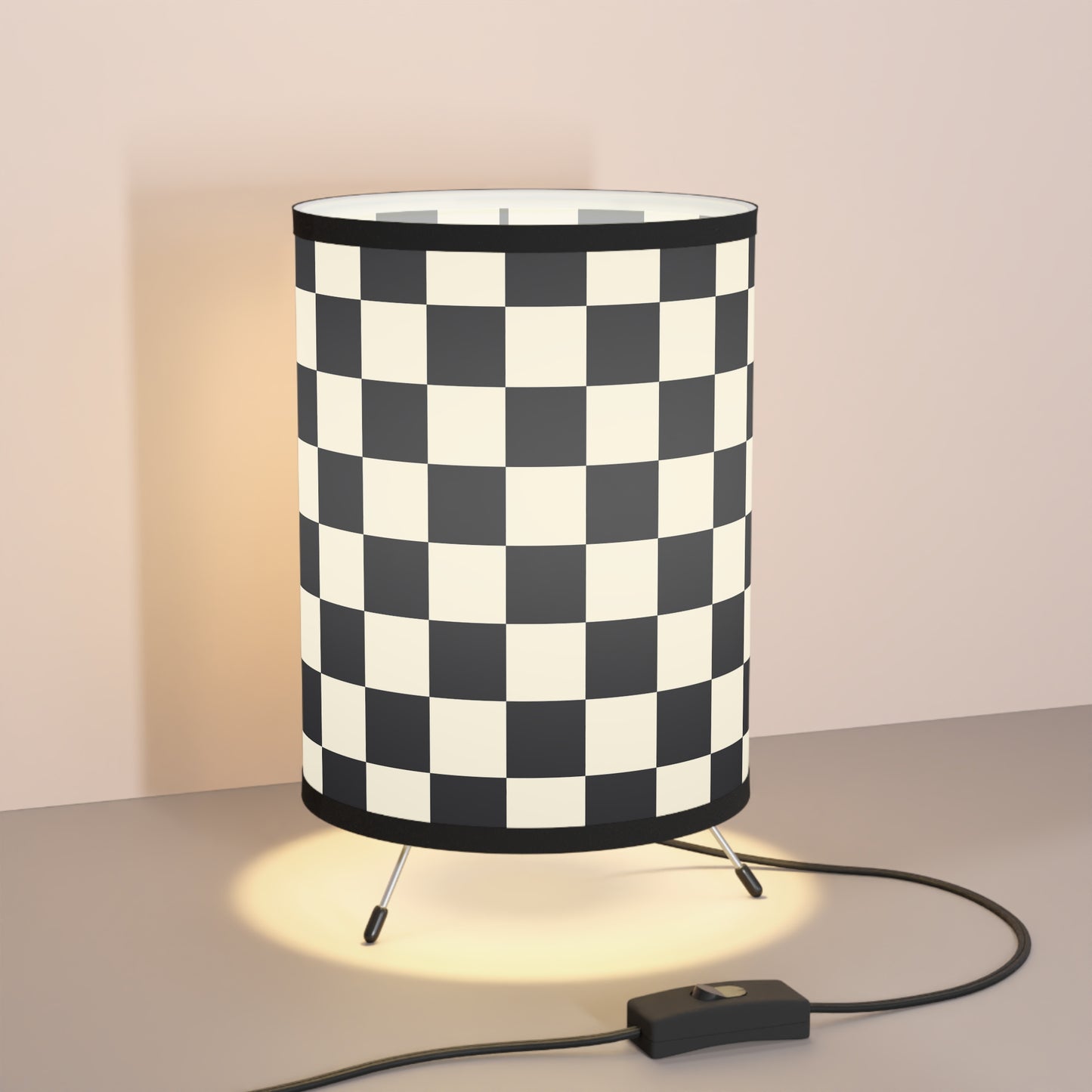 Bold Checkered Tripod Lamp