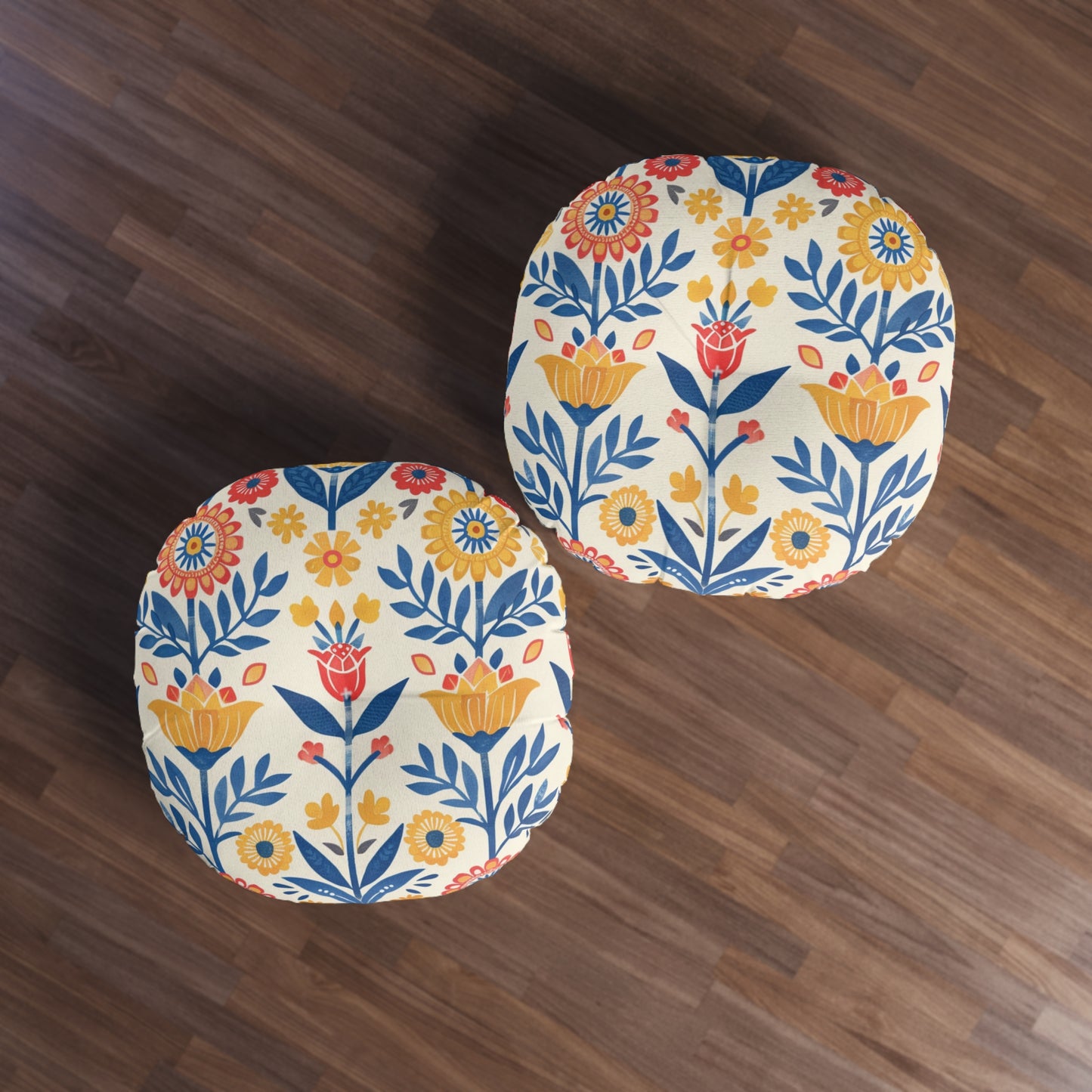 Floral Boho Round Tufted Floor Pillow